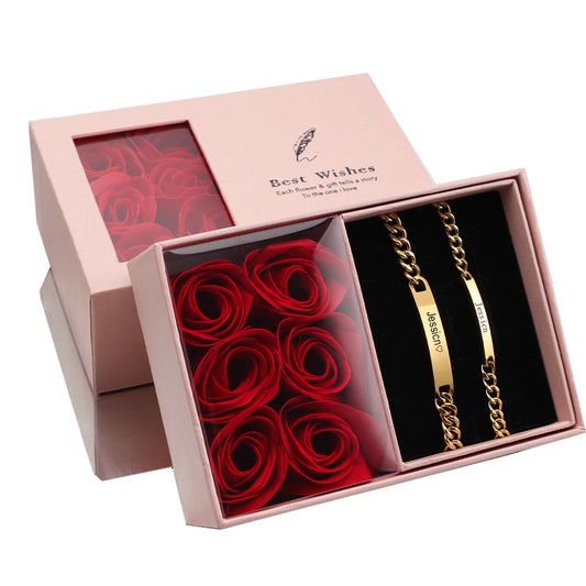 Forever Couple Engraved Bracelet Set
