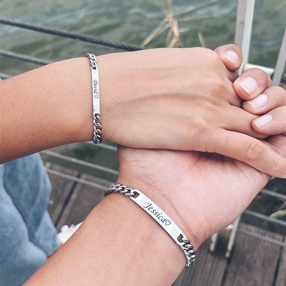 Forever Couple Engraved Bracelet Set