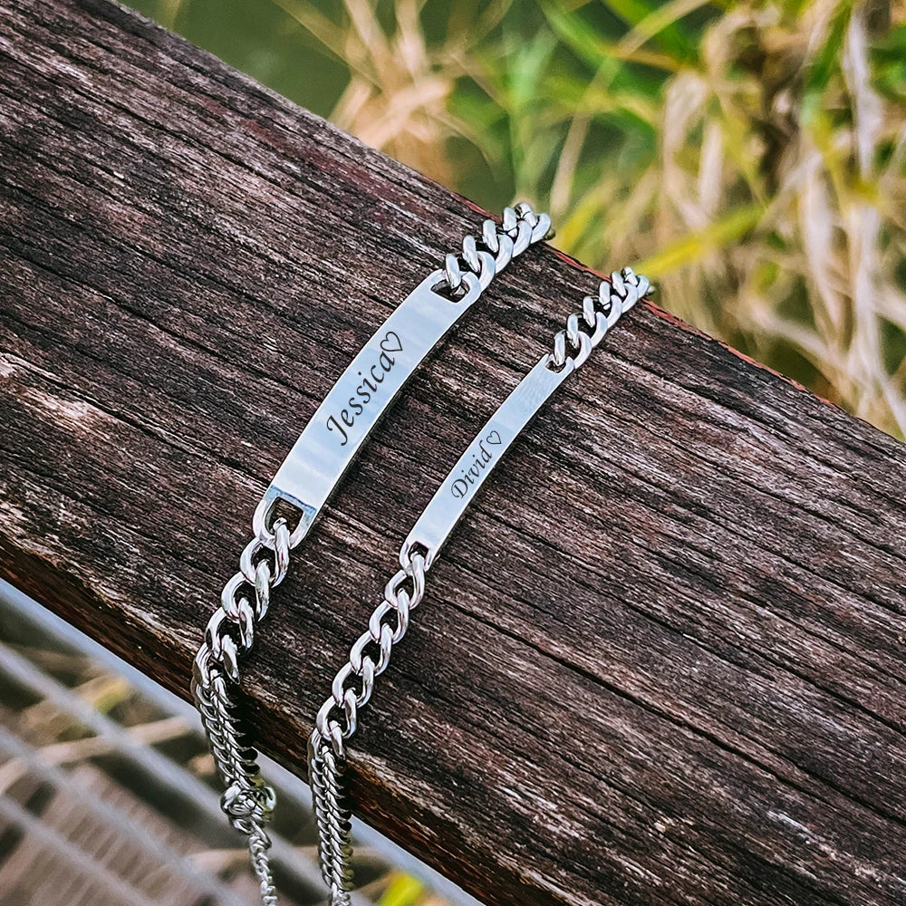 Forever Couple Engraved Bracelet Set