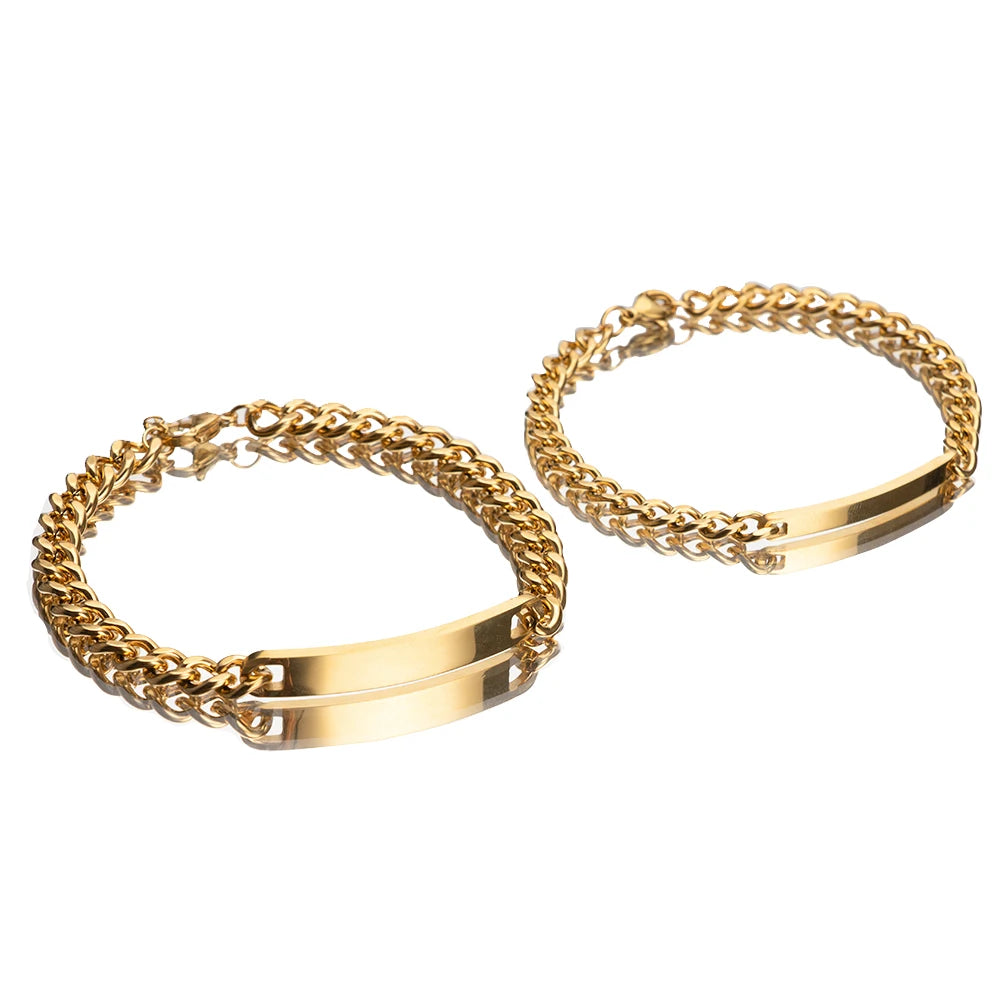 Forever Couple Engraved Bracelet Set