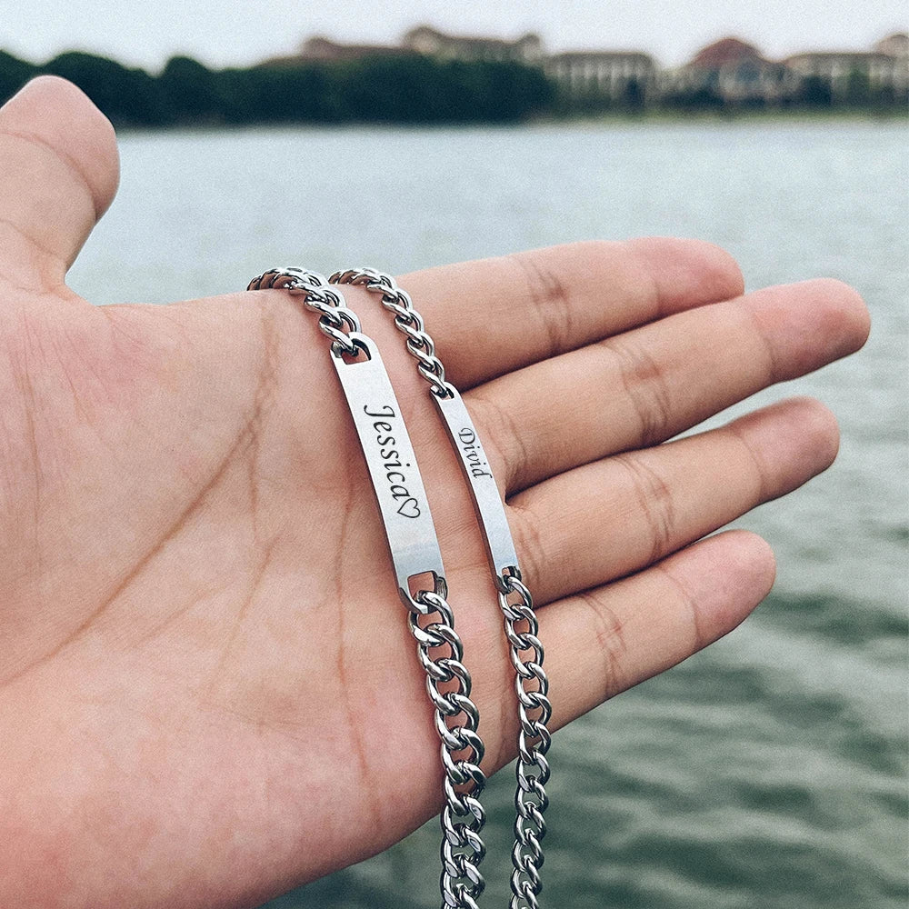 Forever Couple Engraved Bracelet Set